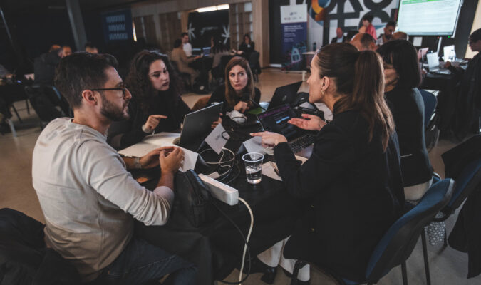 Group completing a cyber exercise