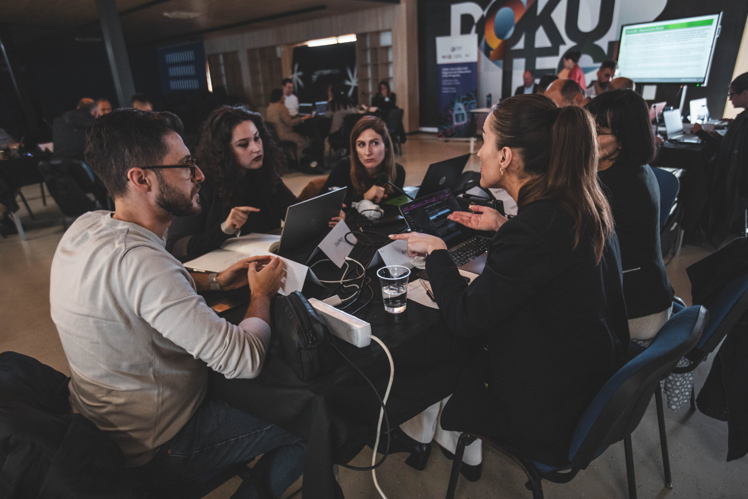 Group completing a cyber exercise